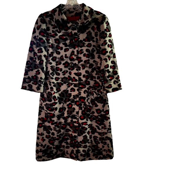 Nicole Women's Animal Print Leopard Trench Style Coat Size 4